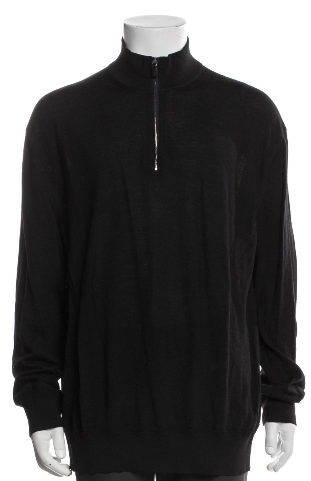 Wool mock neck polo sweater